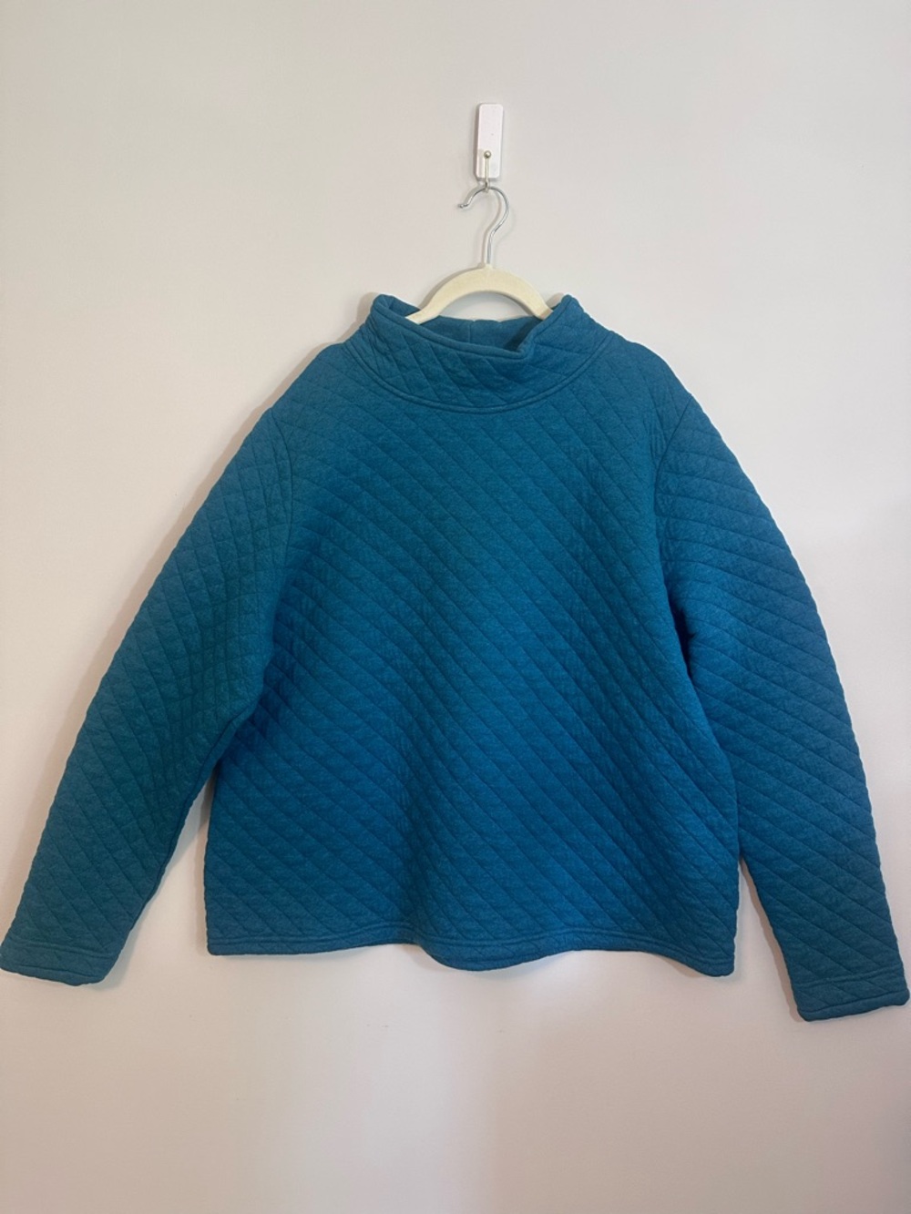 Orvis Womens Quilted Teal Pullover Sweatshirt Size XL Cozy Hiking Cottagecore
